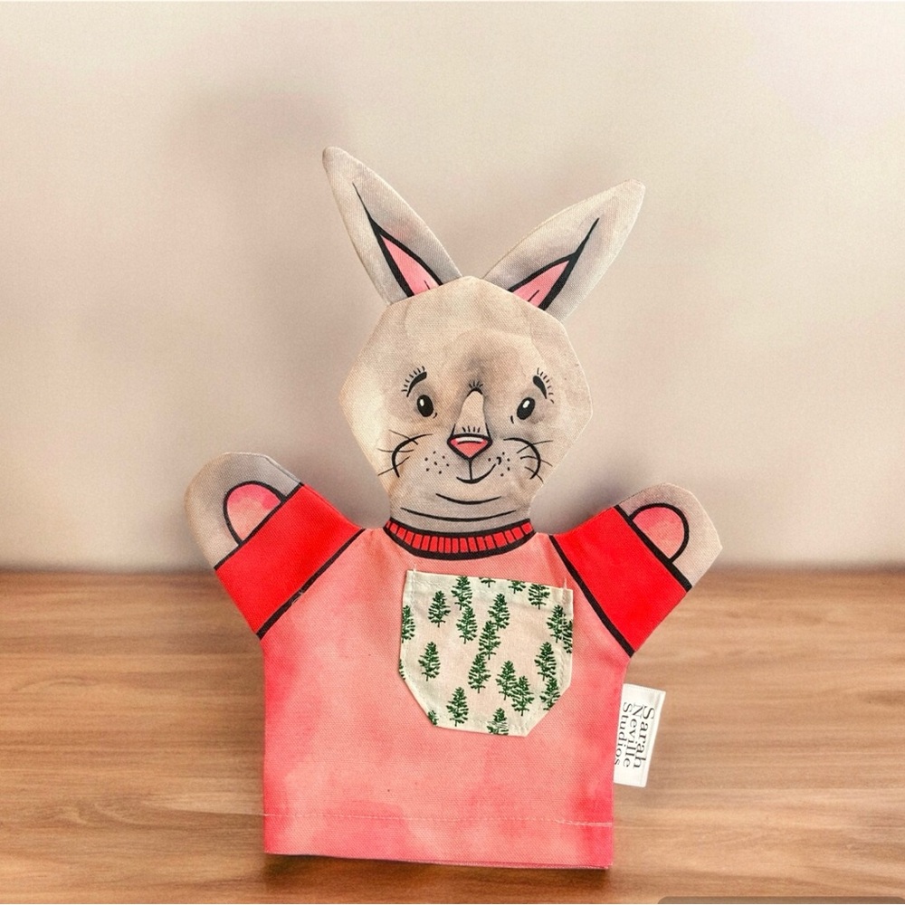 Sarah Neville Studios One of a Kind Rabbit Hand Puppet Pocket Made Canada Cute
